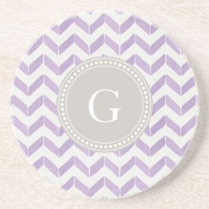 Dessous De Verre En Grès Monogramme gris pourpre en pastel chic de coutume