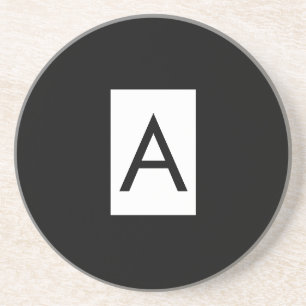 Dessous De Verre En Grès Monogramme noir blanc Lettre initiale Plaque moder