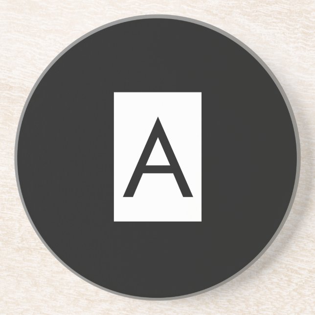 Dessous De Verre En Grès Monogramme noir blanc Lettre initiale Plaque moder (Devant)