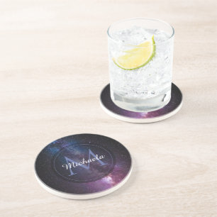 Dessous De Verre En Grès Monogramme personnalisable à voie lactée