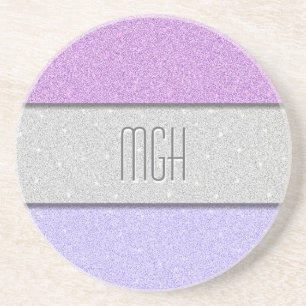 Dessous De Verre En Grès Monogramme personnalisé faux paillettes Bling