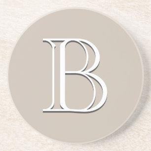 Dessous De Verre En Grès Monogramme personnalisé initiale neutre Tan