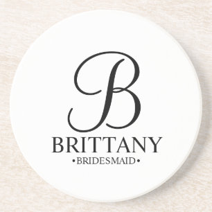 Dessous De Verre En Grès Monogramme personnalisé moderne et nom Bridesmaid