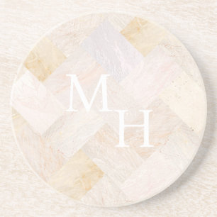 Dessous De Verre En Grès Monogramme personnalisé Sable Abstrait élégant mod