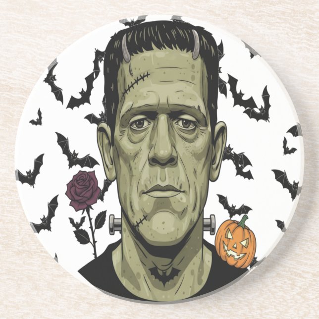 Dessous De Verre En Grès Monster Laughn Funny Éffrayant Frankenstein Energy (Devant)