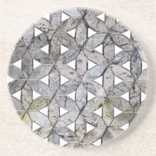 Dessous De Verre En Grès Mosaïque de pierre grise naturelle, fleur de vie