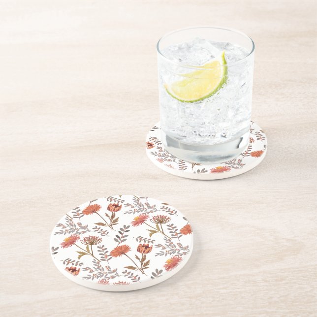 Dessous De Verre En Grès Mosaïque des fleurs d'automne (Côté)