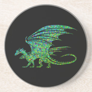 Dessous De Verre En Grès Mosaïque Extraordinaire de dragon vert
