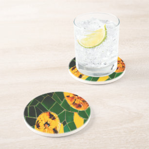 Dessous De Verre En Grès Mosaïque jaune et verte