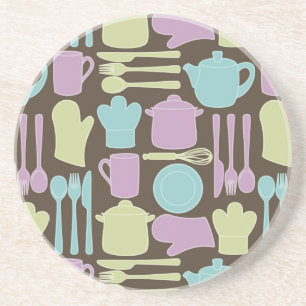Dessous De Verre En Grès Motif 2 d'ustensiles de cuisine