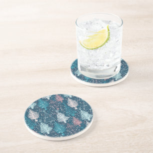 Dessous De Verre En Grès Motif Abstrait des arbres de Noël