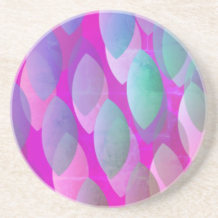 Dessous De Verre En Grès Motif Abstrait moderne   Magenta Purple Rose Turqu