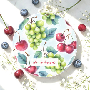 Dessous De Verre En Grès Motif alimentaire de fruits rouges verts Raisins c