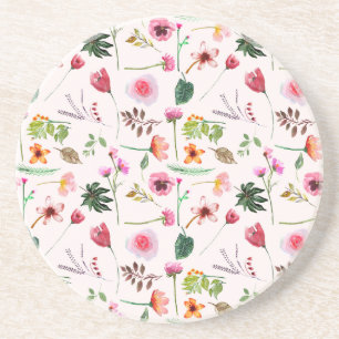 Dessous De Verre En Grès Motif aquarelle de fleurs printanières colorées
