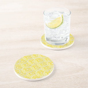 Dessous De Verre En Grès Motif aquarelle de tranches de citron