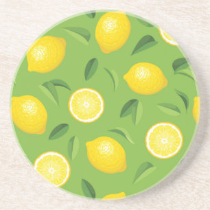 Dessous De Verre En Grès Motif Arrière - plan aux citrons