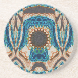 Dessous De Verre En Grès Motif autochtone Turquoise du sud-ouest