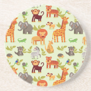Dessous De Verre En Grès Motif avec des animaux de bande dessinée