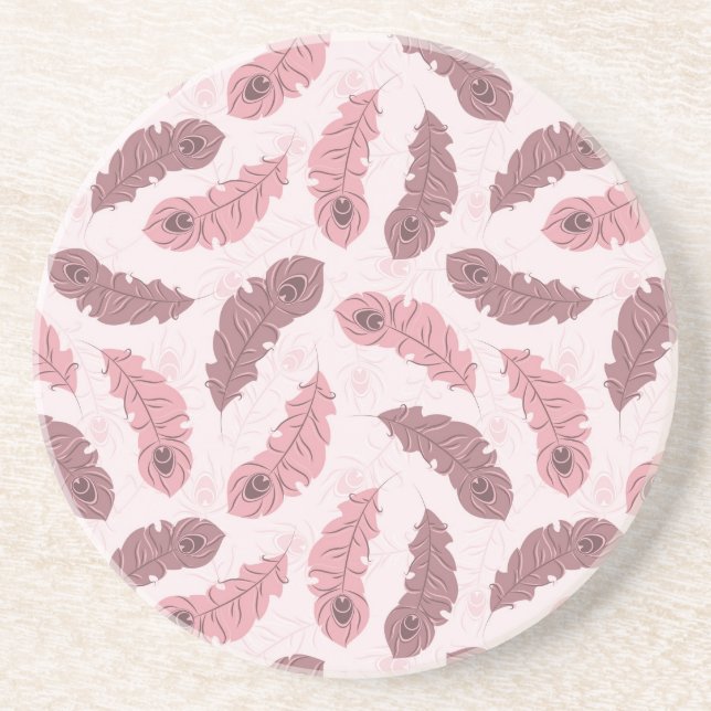 Dessous De Verre En Grès motif avec des plumes de paon (Devant)