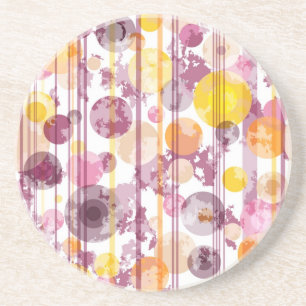 Dessous De Verre En Grès Motif blanc rayé tacheté