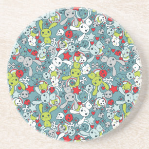 Dessous De Verre En Grès motif bleu de kawaii