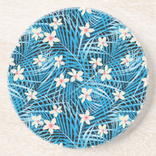 Dessous De Verre En Grès Motif bleu de palmettes