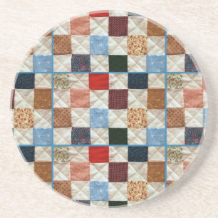 Dessous De Verre En Grès Motif carré de courtepointe coloré