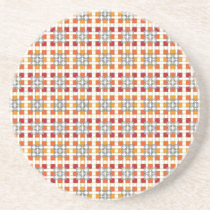 Dessous De Verre En Grès Motif carré moderne géométrique rouge ambre