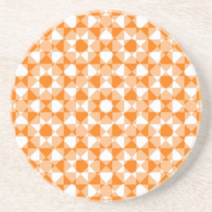 Dessous De Verre En Grès Motif carreaux diamant à carreaux orange blanc