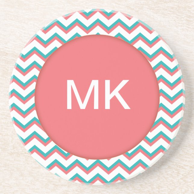 Dessous De Verre En Grès Motif Chevron Sud-Ouest (Devant)