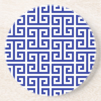 Dessous De Verre En Grès Motif Clé Grecque Bleu Royal Foncé