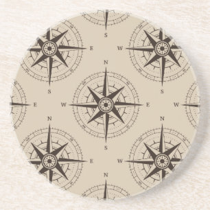 Dessous De Verre En Grès Motif Compass de navigation