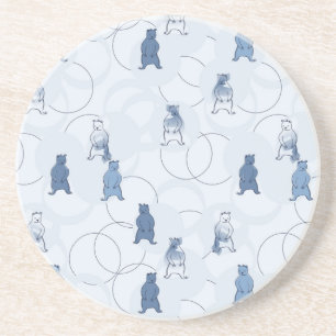 Dessous De Verre En Grès motif comportant un ours gris