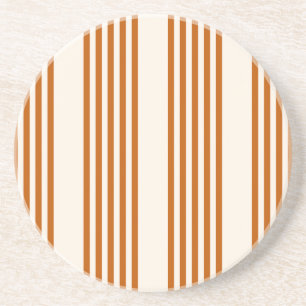 Dessous De Verre En Grès Motif couleur orange brun et beige cinq rayures