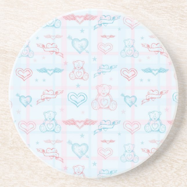 Dessous De Verre En Grès motif de bébé avec l'ours de nounours (Devant)