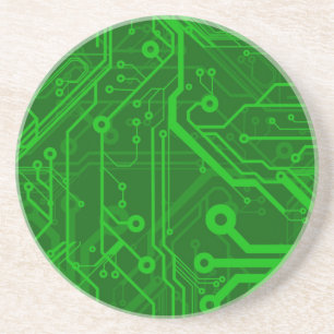 Dessous De Verre En Grès Motif de carte électronique de vert