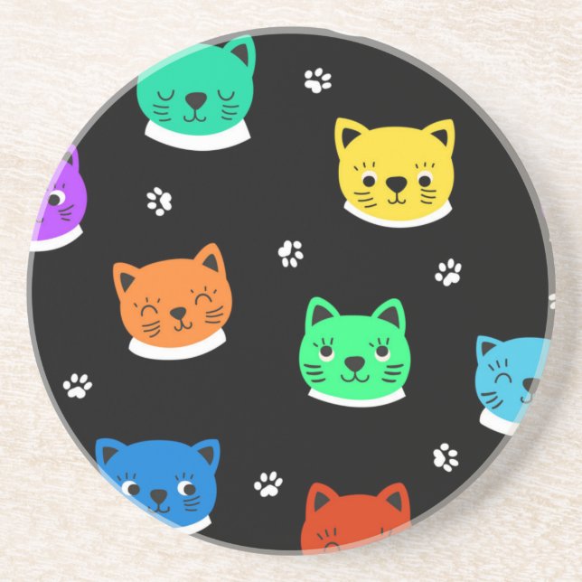 Dessous De Verre En Grès Motif de chat (Devant)