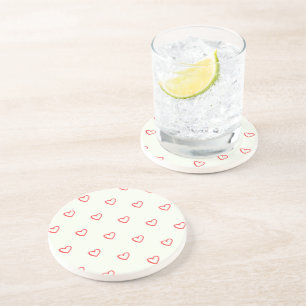 Dessous De Verre En Grès Motif de cœurs rouges, Mignon, Amour