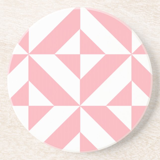 Dessous De Verre En Grès Motif de cube géométrique Melon rose (Devant)