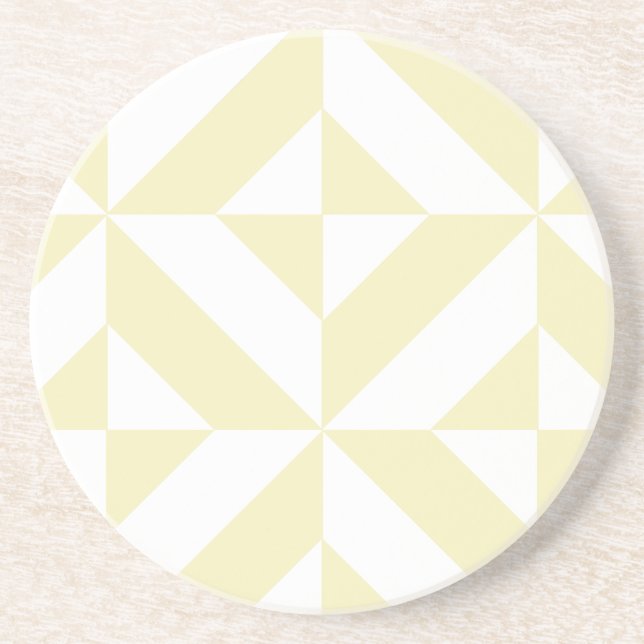 Dessous De Verre En Grès Motif de cube géométrique or pâle (Devant)