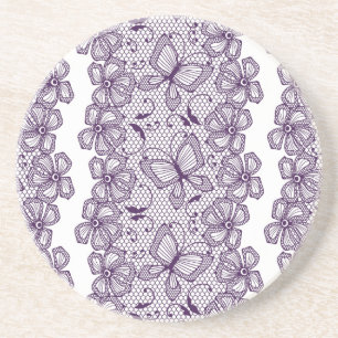 Dessous De Verre En Grès Motif de dentelle avec des papillons