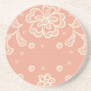 Dessous De Verre En Grès Motif de dentelle, cru 4 de fleur