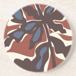 Dessous De Verre En Grès Motif de feuille rétro abstrait
