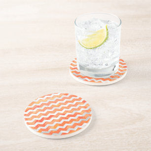 Dessous De Verre En Grès Motif de Fire Lake Orange Chevron