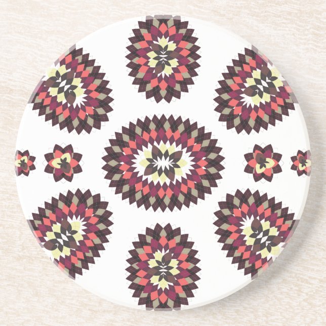 Dessous De Verre En Grès Motif de fleurs Mandala (Devant)
