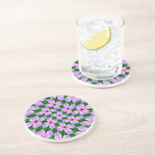 Dessous De Verre En Grès Motif de fleurs rose pâle