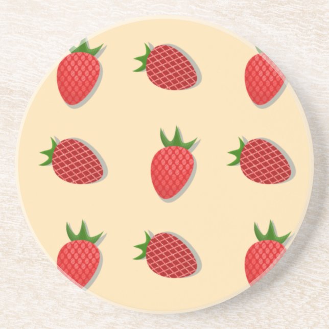 Dessous De Verre En Grès Motif de fraises pour les fruits à l'été bonnes vi (Devant)