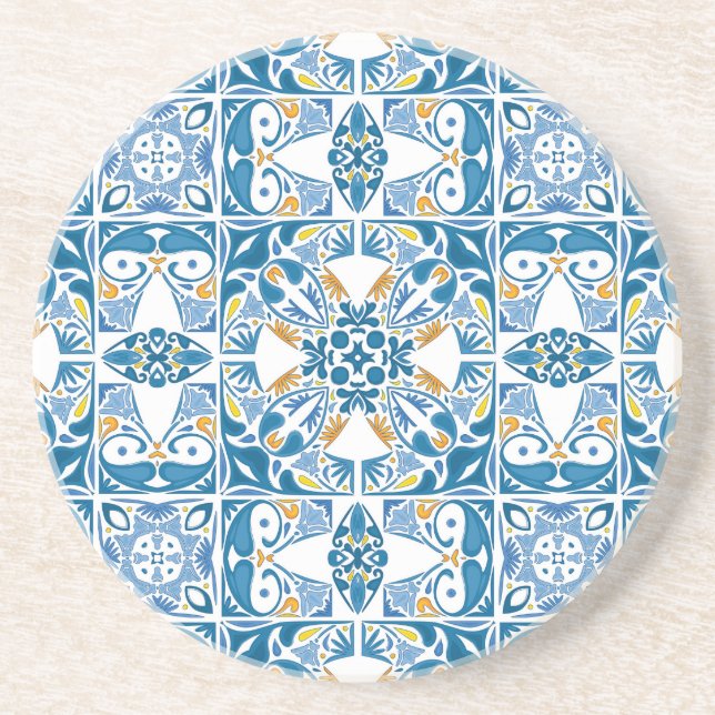 Dessous De Verre En Grès Motif de mosaïque portugaise (Devant)