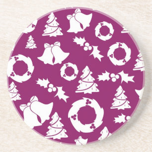 Dessous De Verre En Grès Motif de Noël pourpre