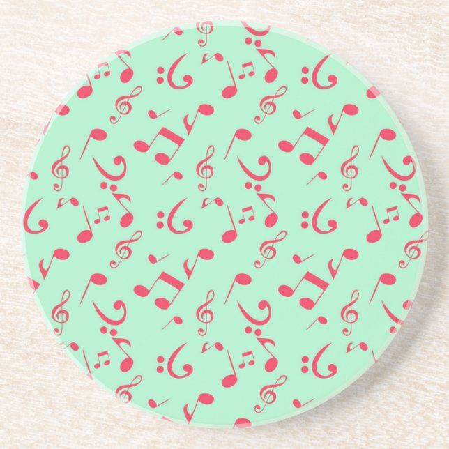 Dessous De Verre En Grès Motif de notes musicales (Devant)